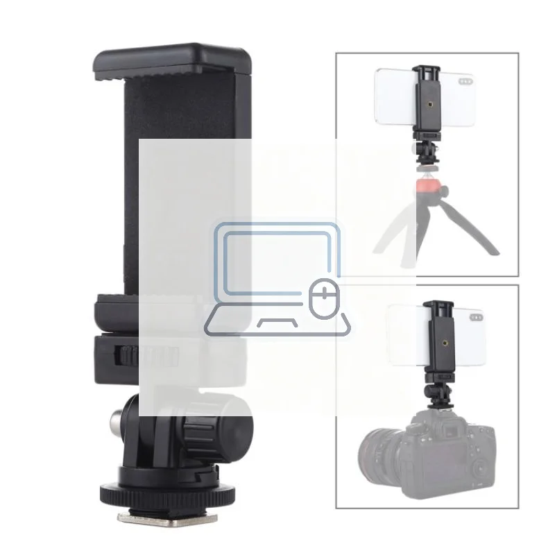 Hot Shoe Phone Clip Universal Moblie Phone Holder Bracket With Mount 1/4 Screw Tripod Monopod Stand For Camera