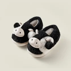 Zapatillas de lana para niños, zapatos antideslizantes, gruesos, cálidos, de algodón, para el hogar, Otoño e Invierno