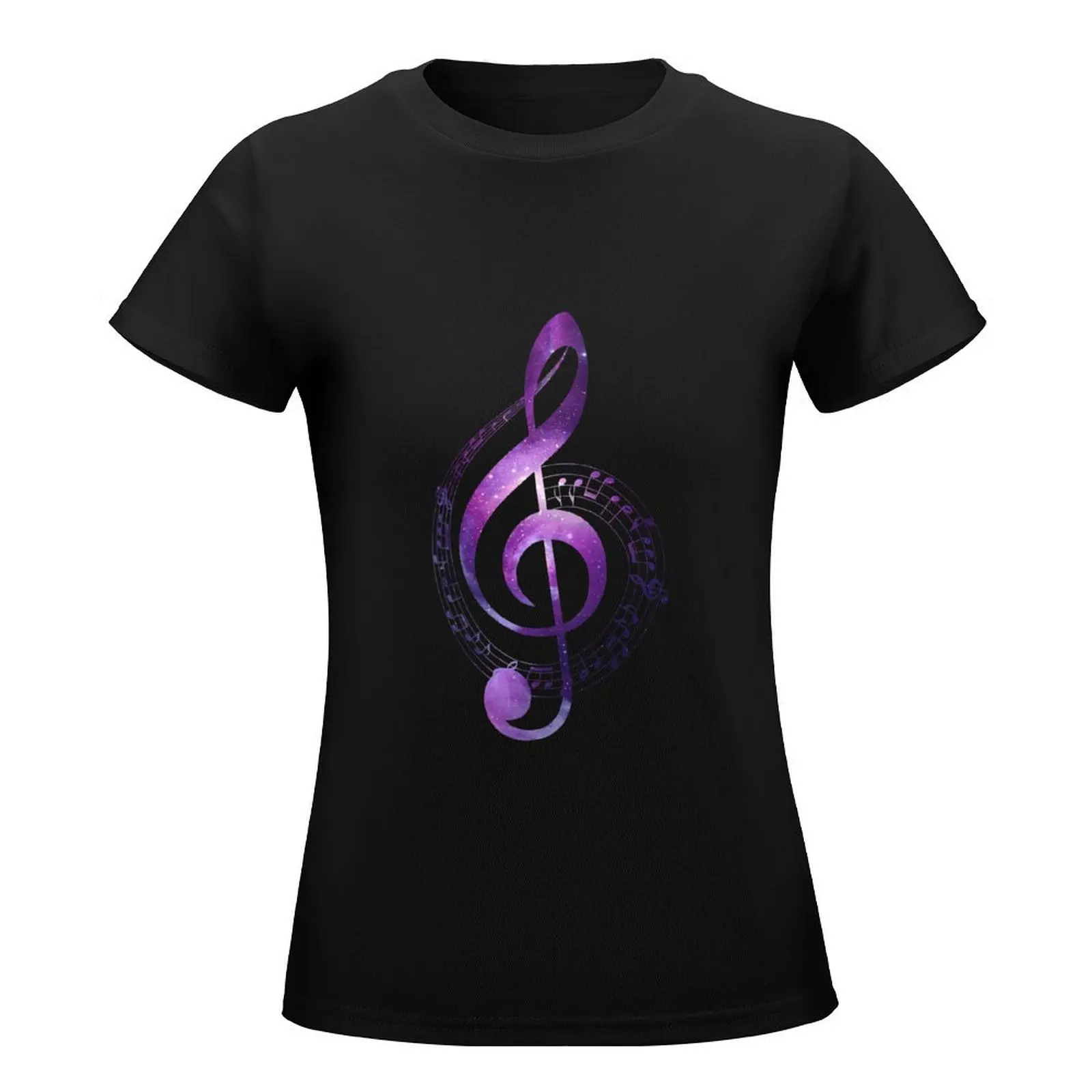 Galaxy Music Treble Clef T-Shirt summer tops aesthetic clothes female spring clothes Women 2024