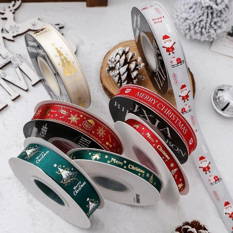 [YU]New Year Christmas Ribbon - 100% Polyester 22M Length Gift Wrap Ribbon For Flowers, Cake Decor, Christmas Tree (Red/Green)