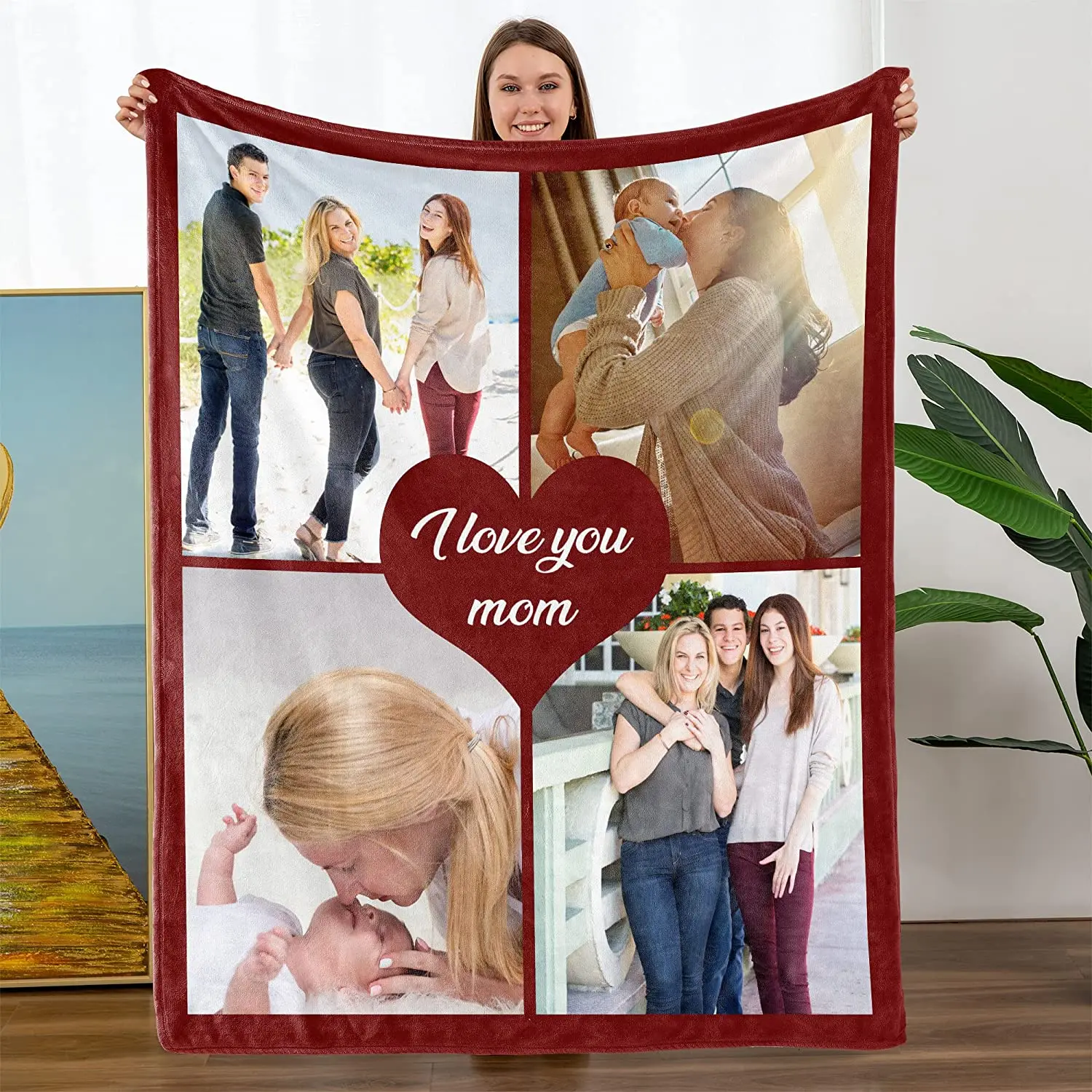 Benutzerdefinierte Decke mit Worten, Bild-Collage, individuelle Decken, Geburtstags-Souvenir, Weihnachtsgeschenke, personalisierte Überwurfdecke – Detail 9