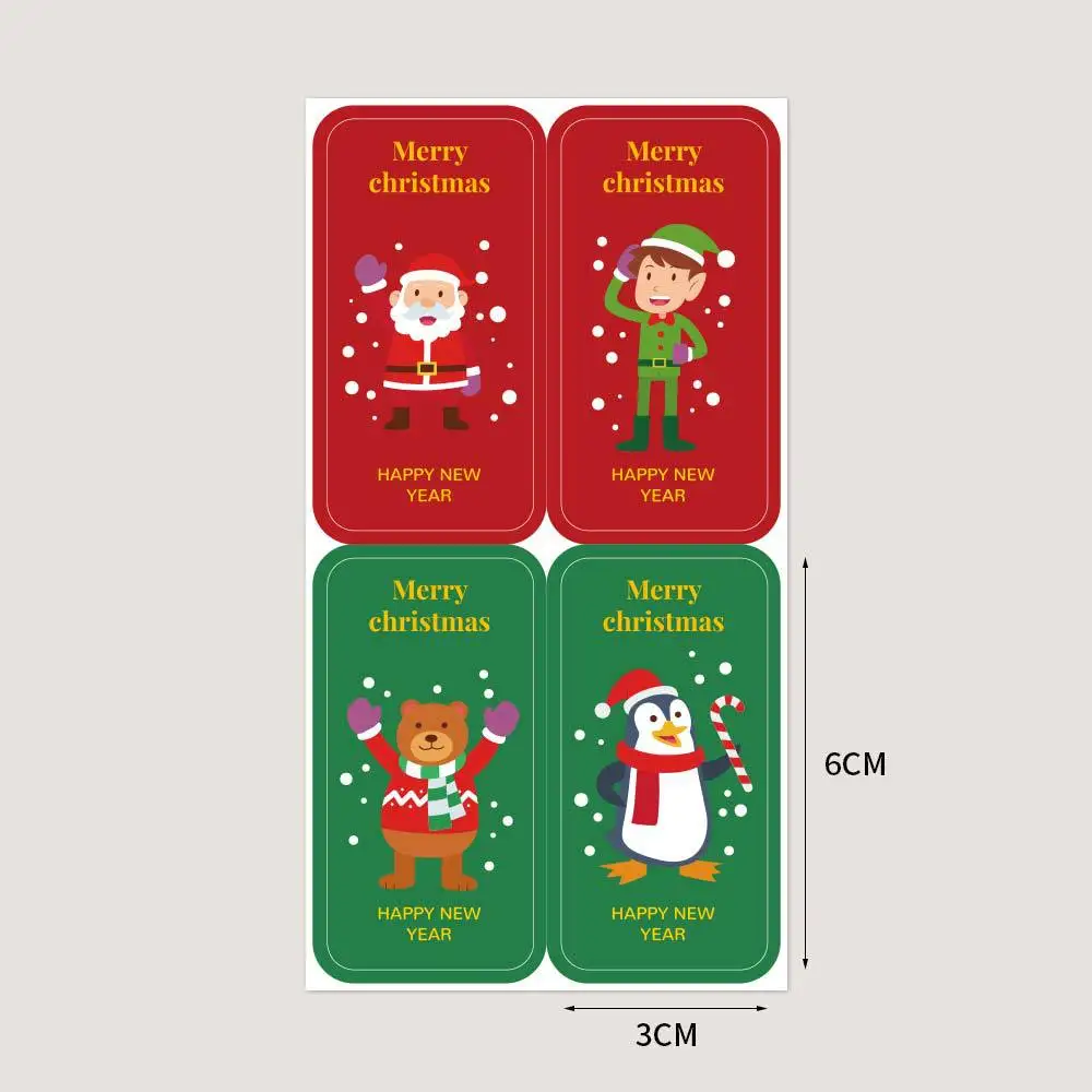 40-100pcs/pack Merry Christmas Label Stickers 3*6CM Self Adhesive Sticker for New Year Holiday Cards Gift Box Sealing Decorative