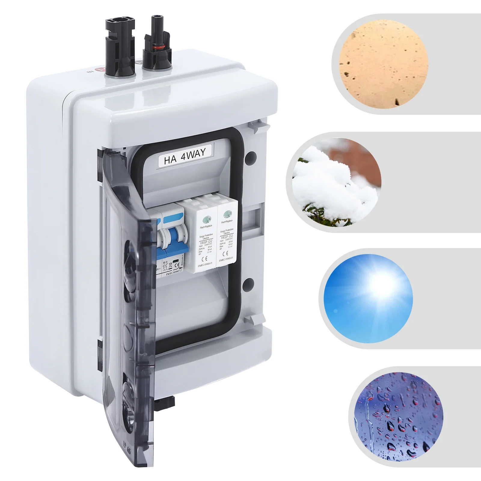 ABS+PC PV Combiner Box, IP65 wasserdichte Solar Combiner Box, DC1000V 40A 20-40kA für RV Home Solarsysteme, einfache Installation langlebig