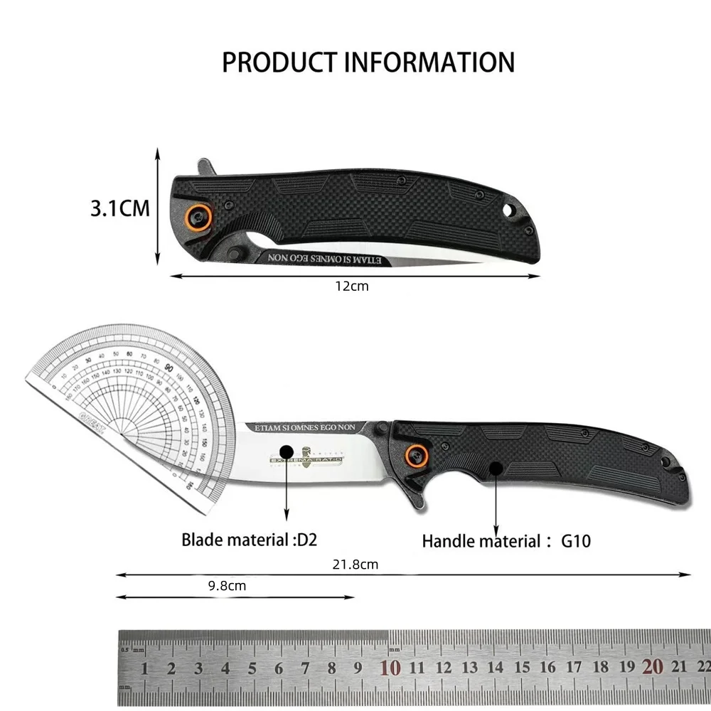 Extrema Folding Pocket Knife D2 Blade G10 Handle High Quality Outdoor EDC Survival Hunting Cutting Knives Camping Hiking Tools