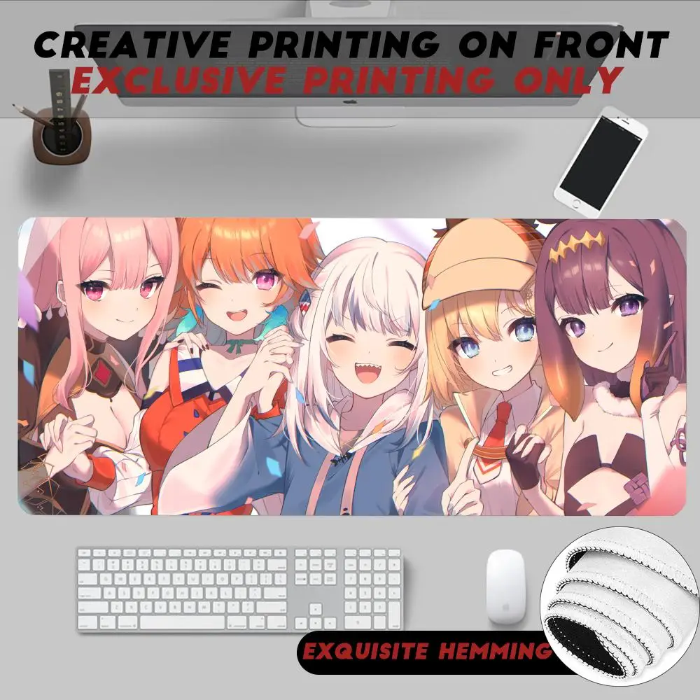 

Virtual Hololive artist Cute Gawr Gura Mouse Pad Non-Slip Rubber Edge locking mousepads Game play mats for notebook PC computer