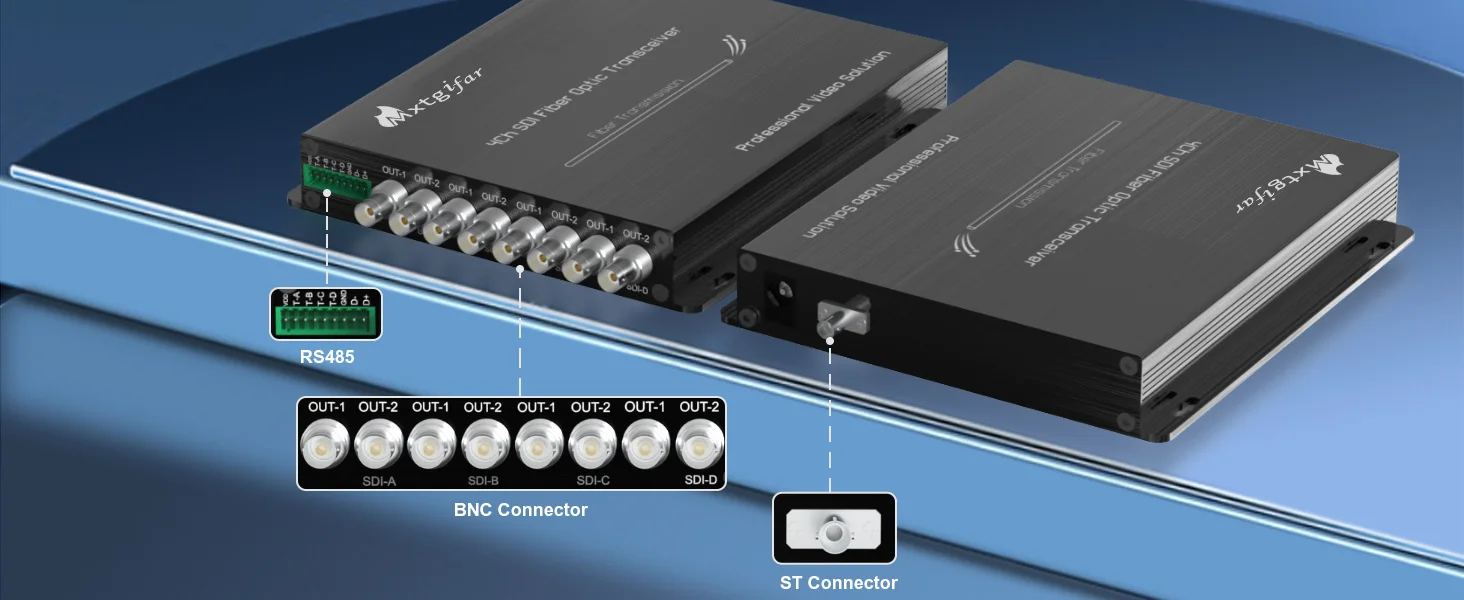 4CH SDI Fiber Optical Transceiver With Loop Output Record RS485 HD/3G-SDI Over Single Fiber Converter Optical Extender Mode 20km