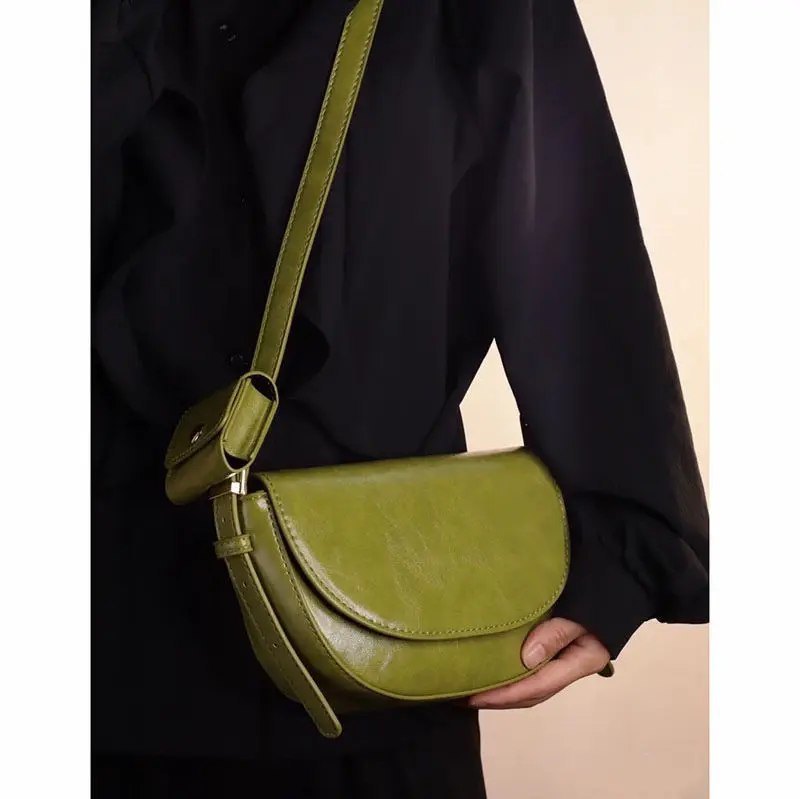 JIAERDI Vintage Green Shoulder Bag Women High Street Leather Casual Saddle Bag Handbag Female Retro Solid Crossbody Bags Ladies