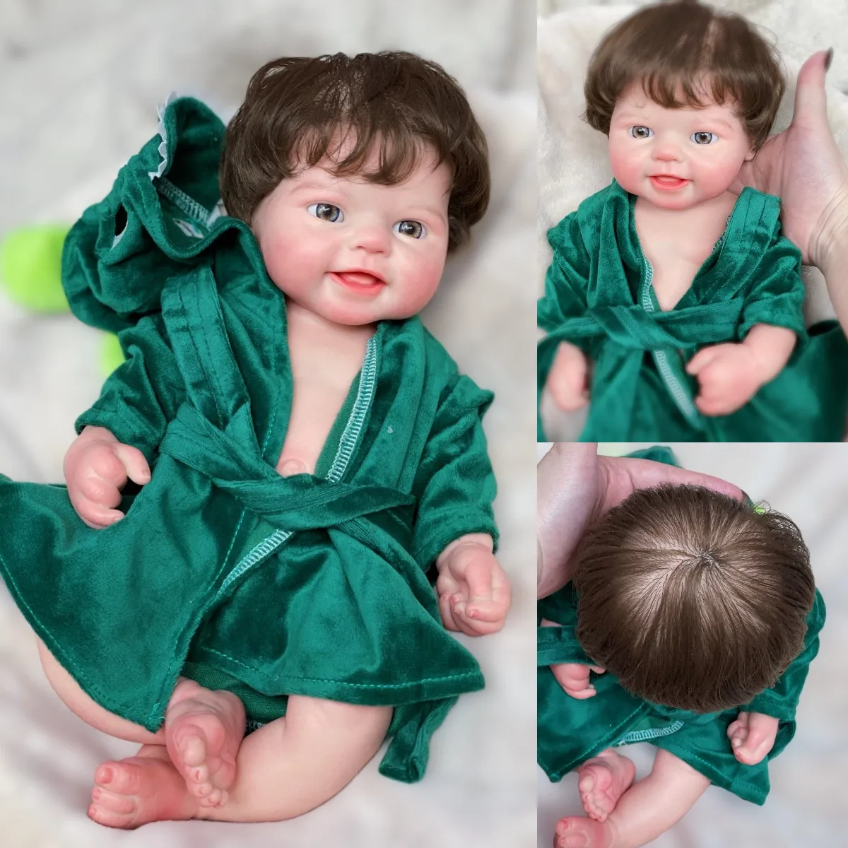 1Pc 15 Inch Silicone Boy Handmade Bebe Soft Touch Reborn Doll For Children Birthday Gifts Handmade Newborn Baby Doll