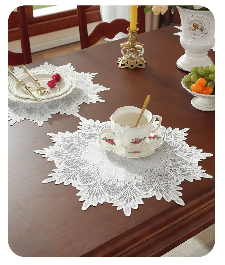 Tischsets aus Spitze, Waschbare Einzelne Runde Tischunterlage, Dekorative Platzierung für den Esstisch, Tischdekoration, Tischuntersetzer für Tassen – Detail 9