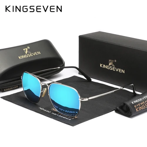 Imagen 2 del producto KINGSEVEN nuevas gafas de sol polarizadas clásicas para hombres y mujeres, gafas antirreflectantes de aleación cuadrada a la moda, gafas de lujo