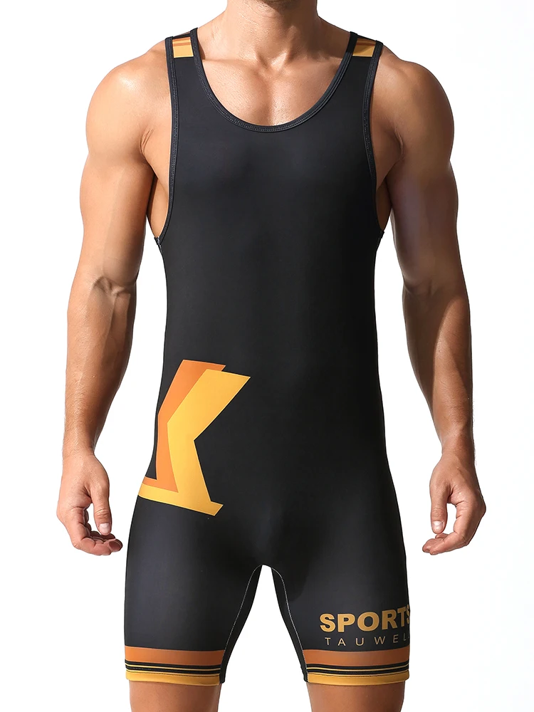TAUWELL Herren-Ringeranzug mit Grafikdruck, Kompressionspassform, glattem Stretch-Gewebe, Sportbekleidung für das Fitnessstudio – Detail 7