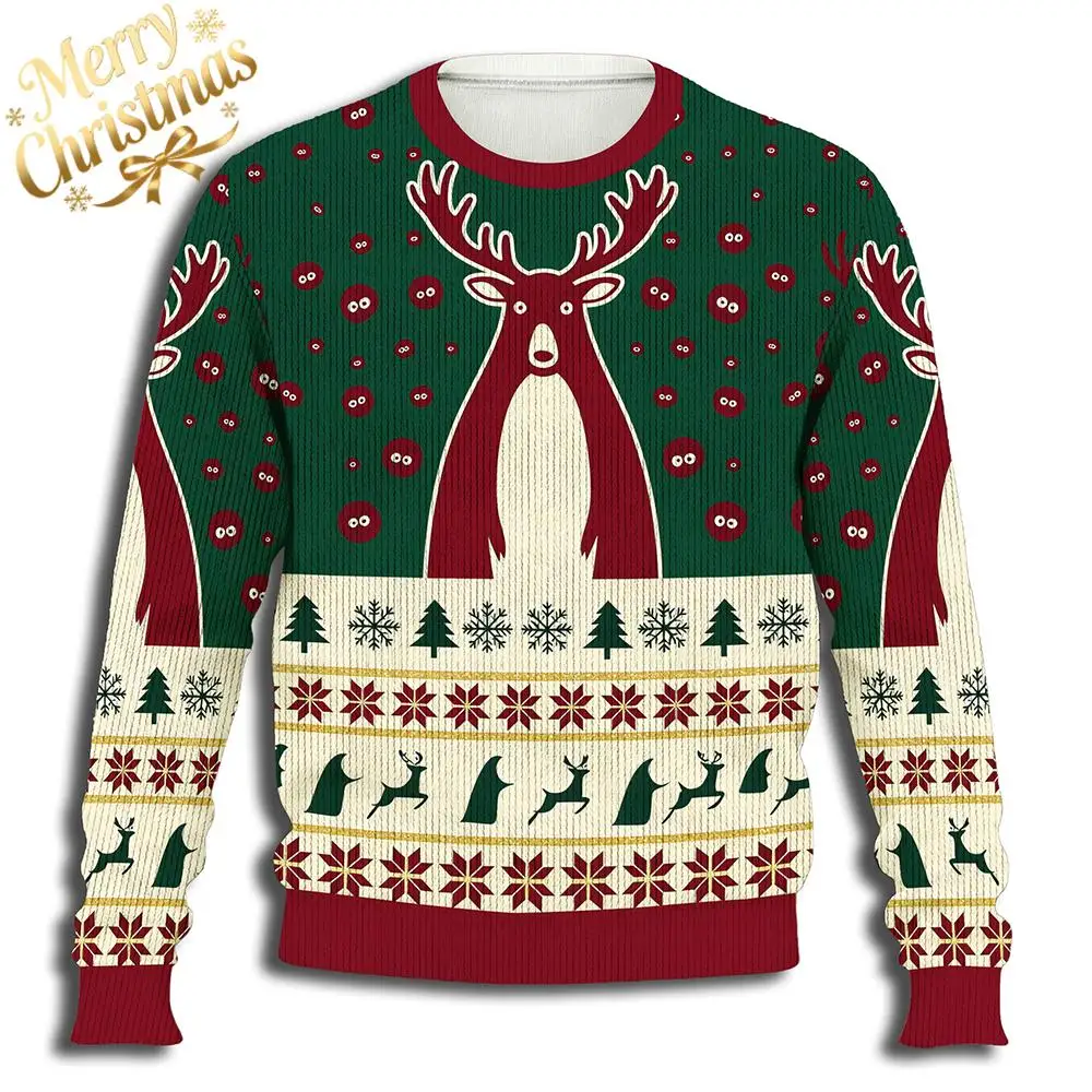 عيد الميلاد الغزلان الحياكة الحزب مطبوعة سترة الرجال النساء عيد الميلاد قبيحة سترة سترة مضحكة عطلة الحزب الدافئ العادي جيرسي