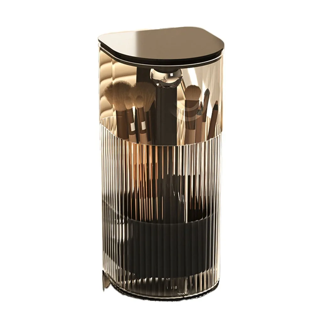

Dustproof Automatic Lifting Makeup Brush Holder Transparent with Lid Cosmetic Storage Box Large Capacity Space Saving