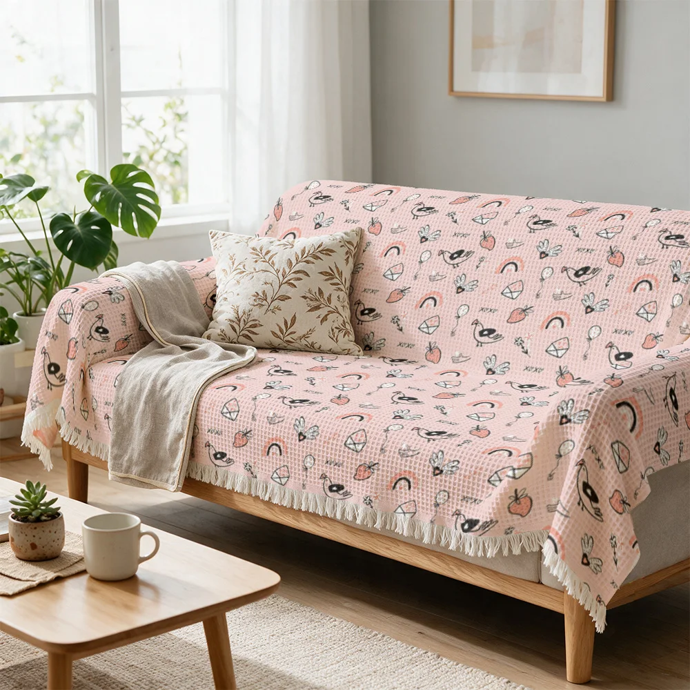 Whimsical Pastel Sofa Throw Blanket for Living Room Couch Decor Cute Boho Cottagecore Spring Cozy Lightweight Accent Throw Cover