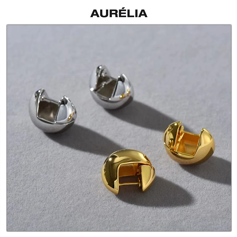 

Europe America Gold Silver Smooth Round Luxury Earrings Woman High Quality Designer Style Trend
