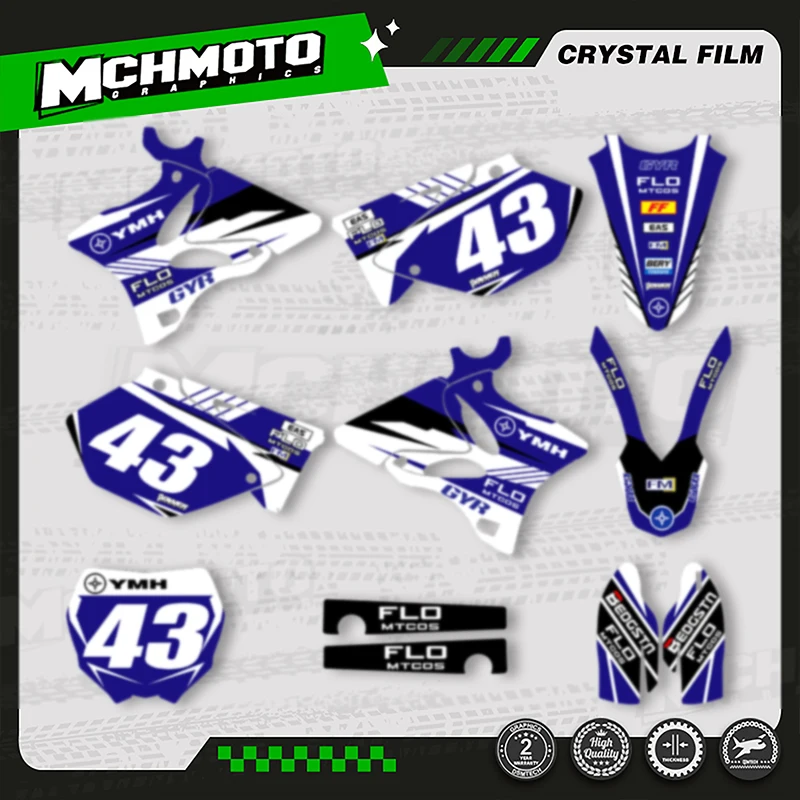 

MCHMFG Motorcycle Graphics Decal Stickers Kits For YAMAHA YZ 125 250 2002-2014 YZ125 YZ250 Number Name Custom