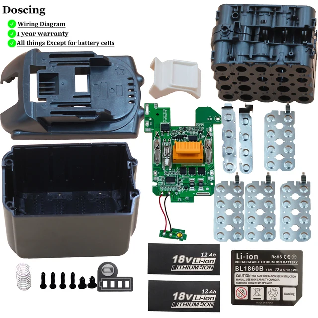 BL1830 Obudowa akumulatora do Makita 18V DIY 1.2Ah BL1860 BL1850 Obudowa z płytką BMS PCB Ochrona ładowania LED cyfrowa BL1840