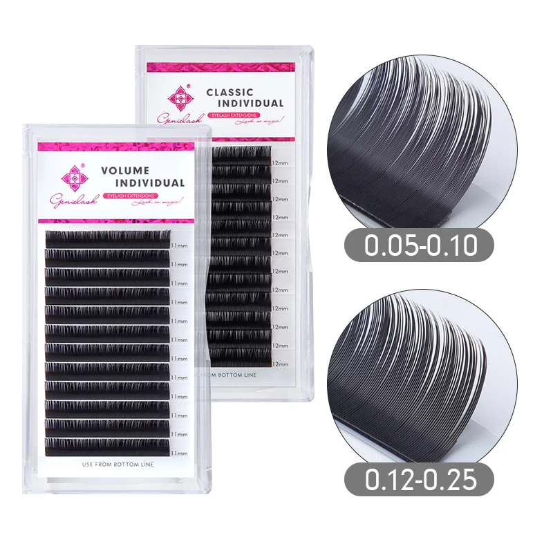 Genielash 0.10mm Thickness soft Salon Eyelashes False fake Black Lash Extensions Lash maquiagem 5 casse/lot