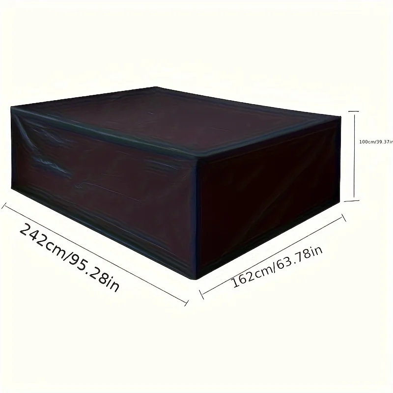 Black Outdoor Furniture Cover, 420D Oxford Table and Chair Fabric Cover, Outdoor, Water (Size 242 * 162 * 100cm) - view 5