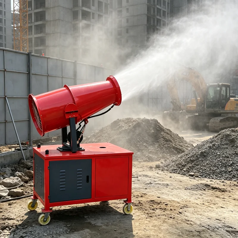 Fog Cannon Machine Adjustable Angle 40m Spray Range Fixed Chassis for Concrete Batching Plant Dust Reduction Spraying