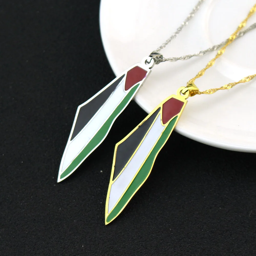 Israel Palestine Country Map Flag Pendant Necklace for Men Women Stainless Steel Gold Plated Necklaces Jewelry Gifts