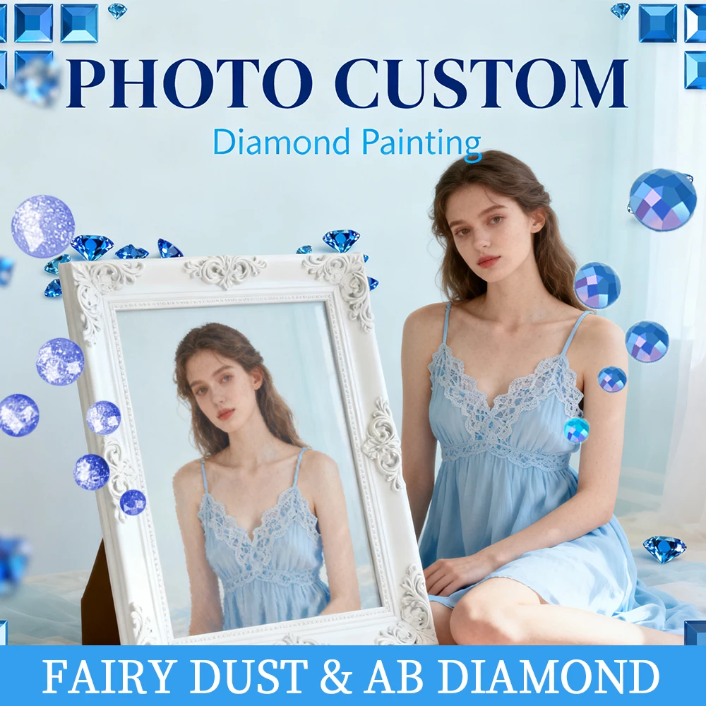 HUACAN Diy Personal Diamond Painting Photo Custom AB Drill & Fairy Dust Full Round Drill Home Decor Mosaic Embroidery Sale