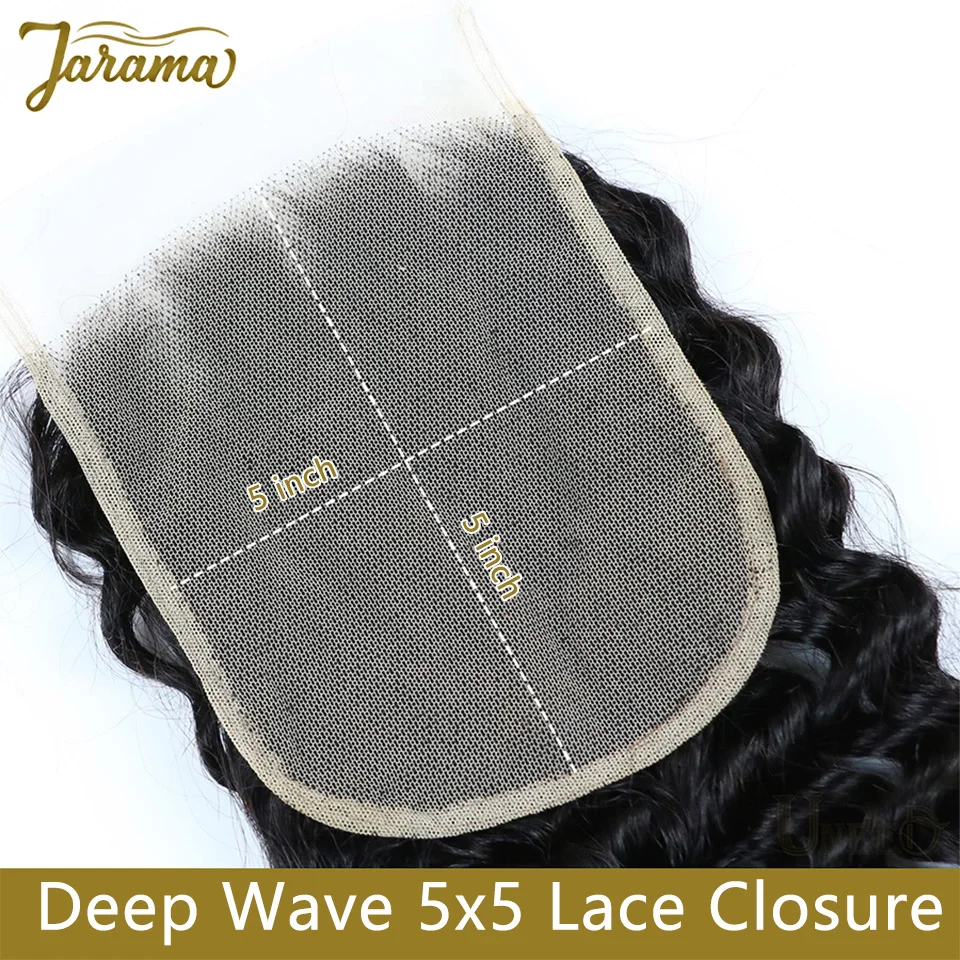 Deep Wave Human Hair Closure 4x4/5x5 Transparent Lace Closure Brazilian Closure Frontal Lace Closure Only Natural Hairline With Baby Hair