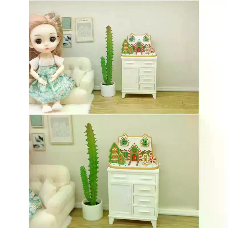 1:12 Dollhouse Christmas Decor Gingerbread Man Holiday Scene Decoration Micro Landscape Ornaments Xmas Gifts 1Pcs