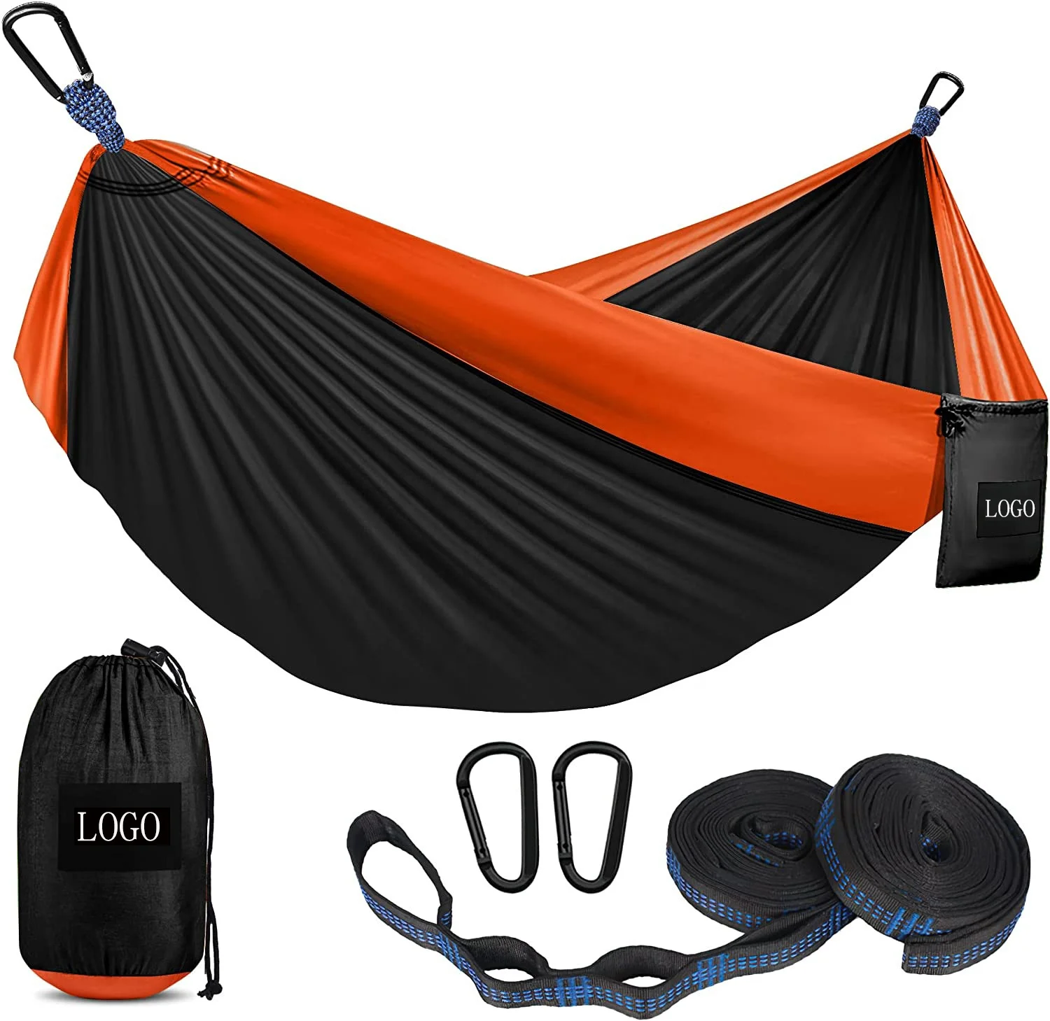 210T/70D Nylon  Hammock Lightweight Parachute Nylon Hammock Portable Outdoor Double Camping Hammock With Tree Straps