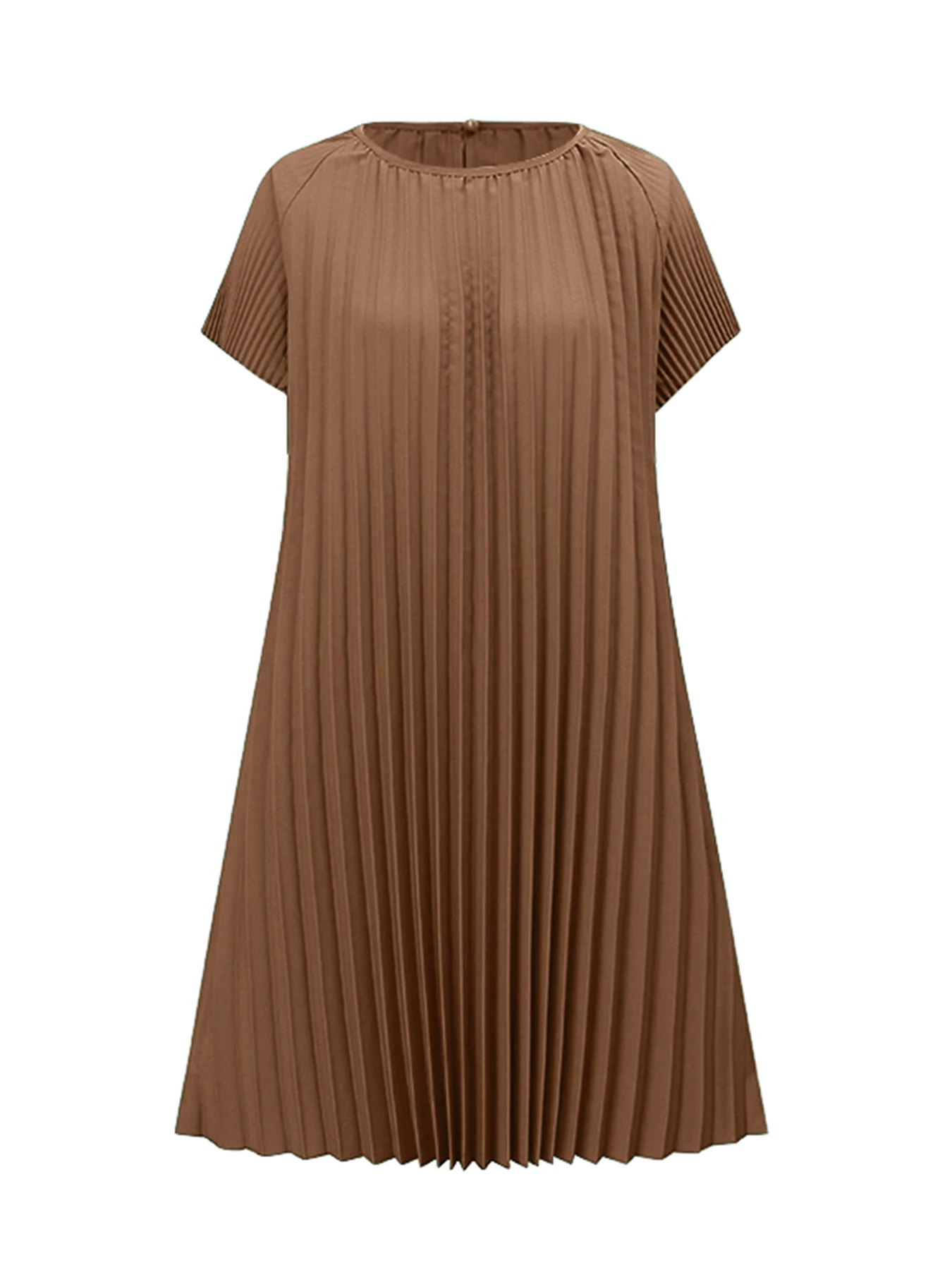 ZANZEA élégant Robe d'été 2025 femmes col rond Robe plissée mode manches courtes fête décontracté couleur unie Mini robes Robe