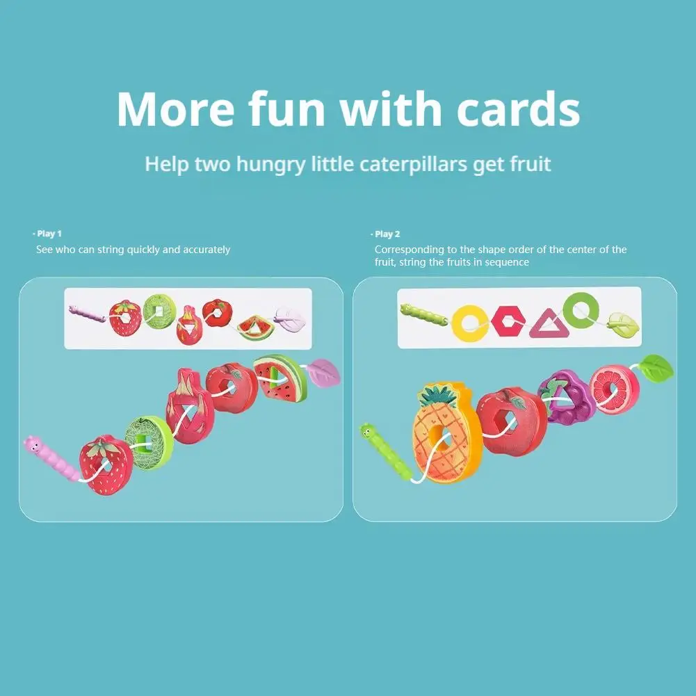 Baby Toys Shape Color Sorter, Fruits Lacing Beads for Early Learning Fine Motor Skills Training, Birthday Gifts 1-3 Years Old