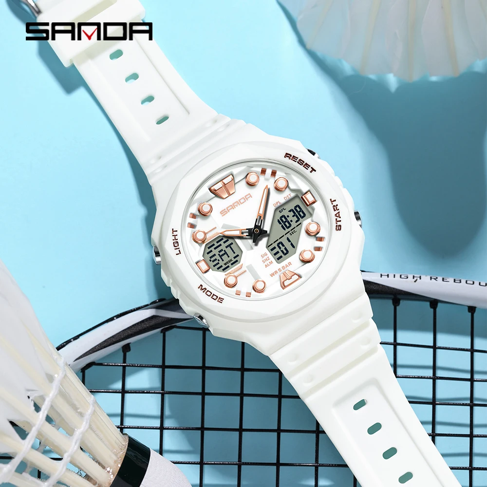 SANDA 6200 style Digital Men Watch Countdown Stopwatch LED Light Electronic Outdoor Military 5Alarm Waterproof Quartz Wristwatch