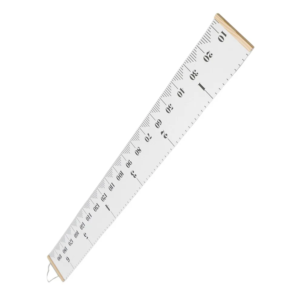 Dual Scale Mark Growth Height Chart 78.7x7.9in Pine Wood Canvas Height Measuring Ruler Rectangle Black White