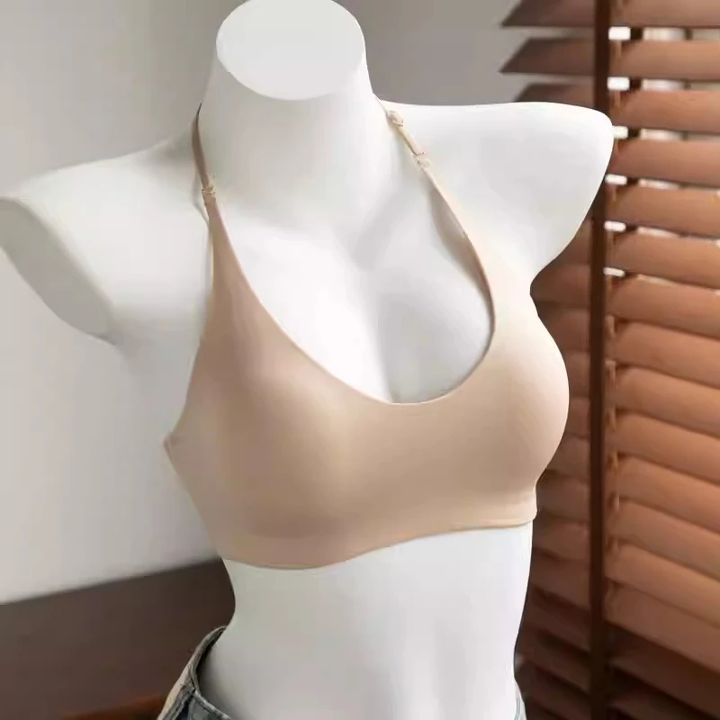 New Seamless One Piece Backless Bra Women Wirefree Gathered Thin Lightweight Sexy Intimates Multi Functional Three Way Wear