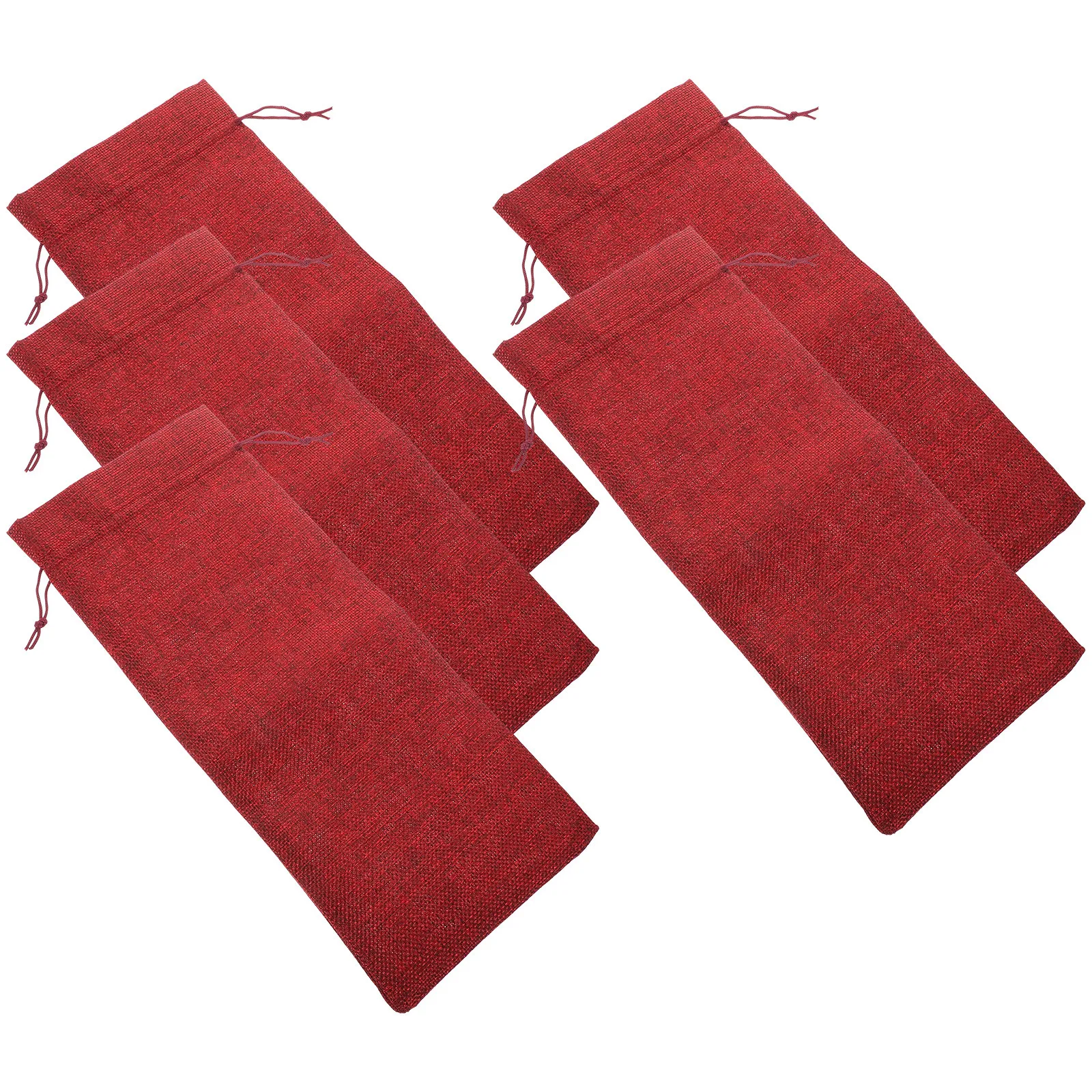 

5Pcs Wine Bottle Cover Firm Linen Material Unique Design Multi-Functional Use Wedding and Holiday Wine Gift Bag