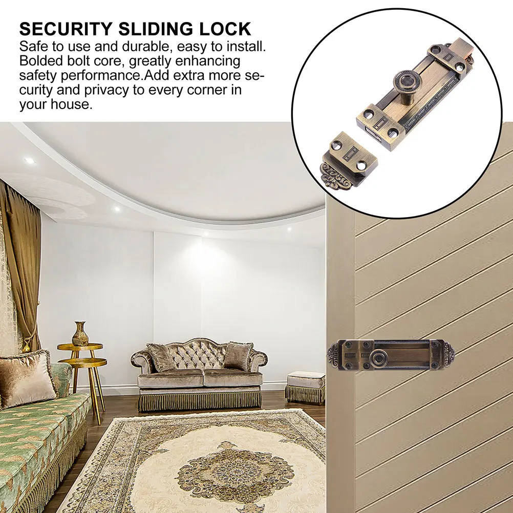 

Copper Pin Sliding Door Latch Lock Heavy Duty Steel Alloy Bolts 5 Inch Large Size Vintage Security Locks Easy Install