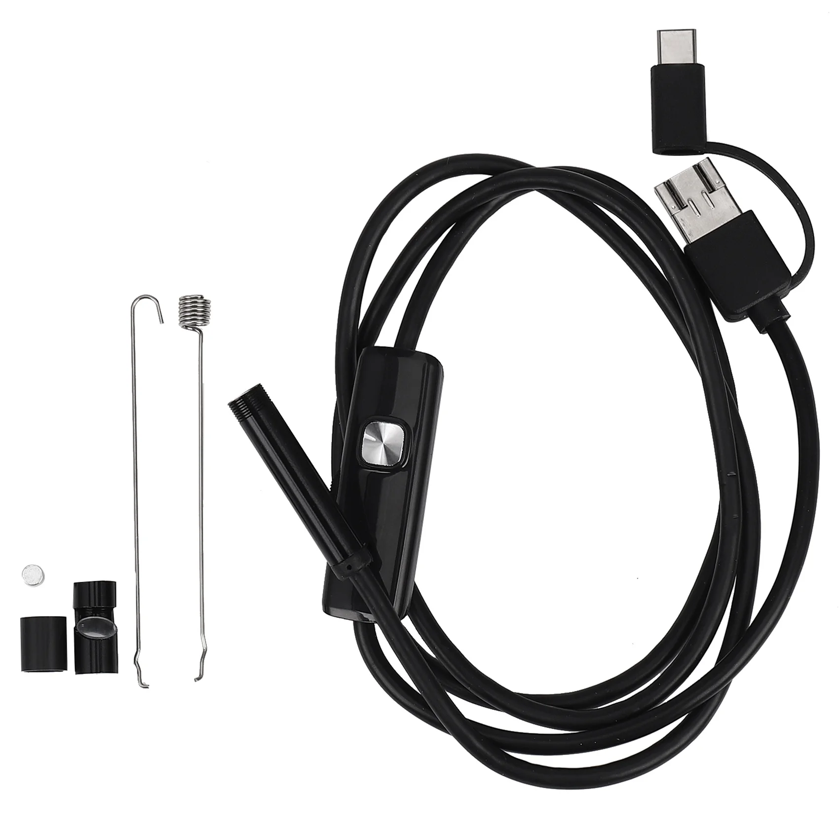 SLQZT Telecamera per ispezione periscopio 3 in 1 Endoscopio USB tipo C impermeabile IP67 integrato a 6 LED per smartphone Android/PC (1M 7Mm)