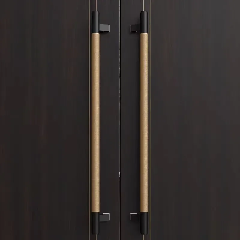 Hot Sale Modern Black Gold Aluminum Door Handles Knurled for Wooden Glass Doors