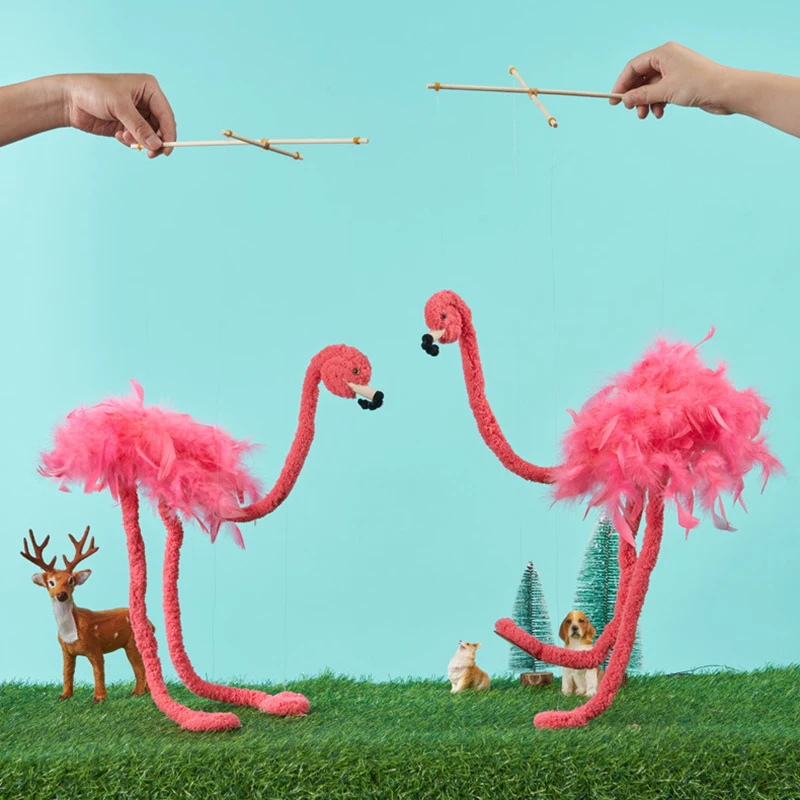 New Creative Line Puppet Flamingo Doll Novelty Funny Educational Stress Relieving Toys Children Storytelling Toys Birthday Gift