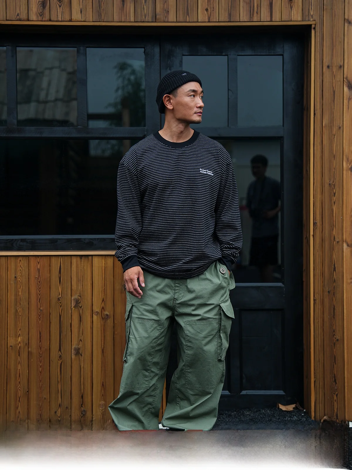 

Толстовка LAPIVIMA Heavyweight Long Sleeve Crew Neck, в полоску, повседневная, в японском уличном стиле, 100% хлопок