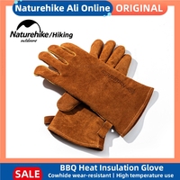 Naturehike Cooking Heat Insulation Glove Outdoor Glove Heat Flame Retardant Resistant Cowhide Glove Camping BBQ Oven Anti Scald