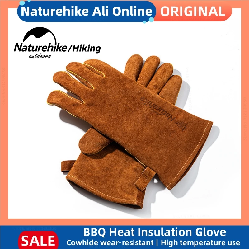 Naturehike Cooking Heat Insulation Glove Outdoor Glove Heat Flame Retardant Resistant Cowhide Glove Camping BBQ Oven Anti Scald