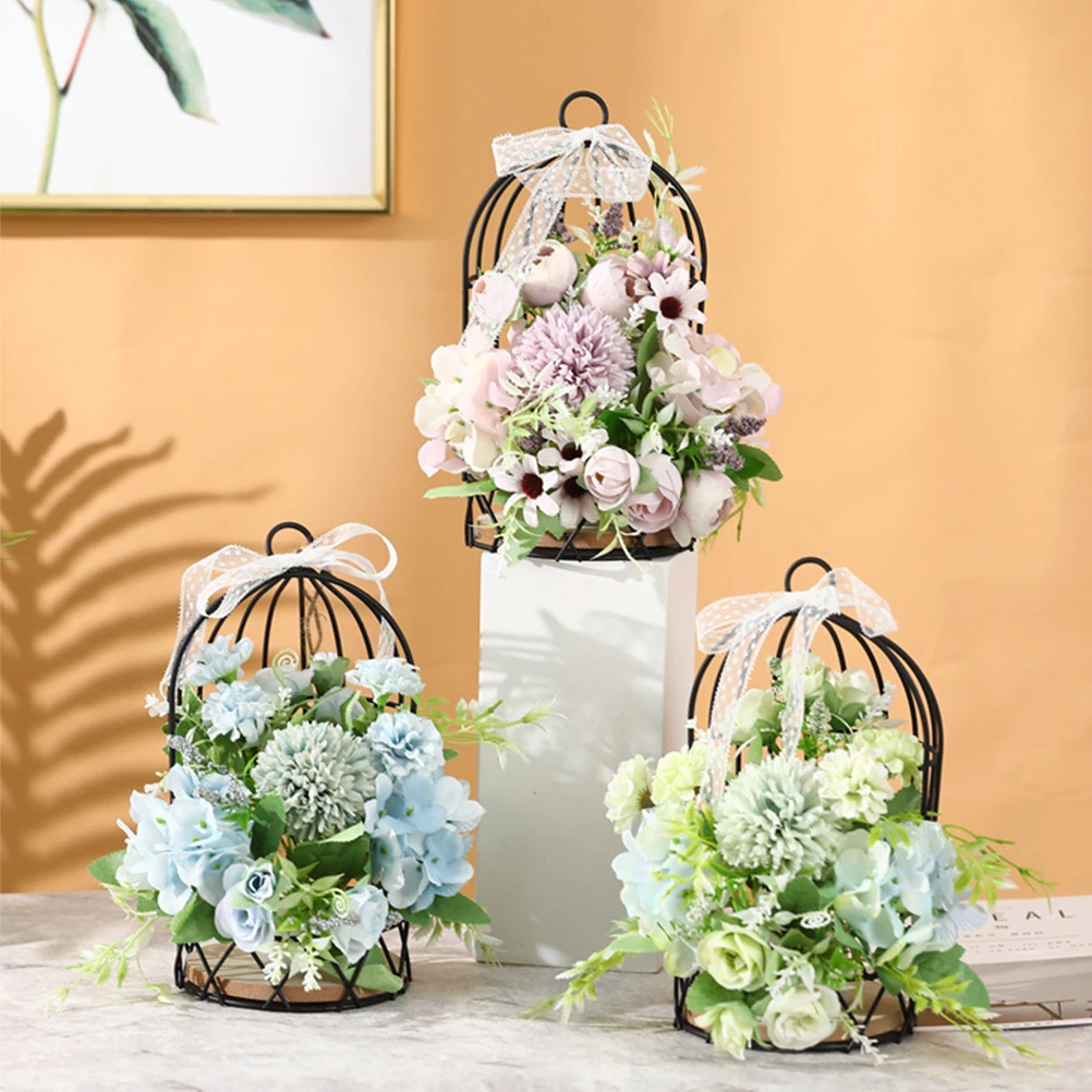 

Simulated Flower Decorative Frame Hanging Decoration Bird Home Cake Birdcage Tabletop Wire Display Stand Pot