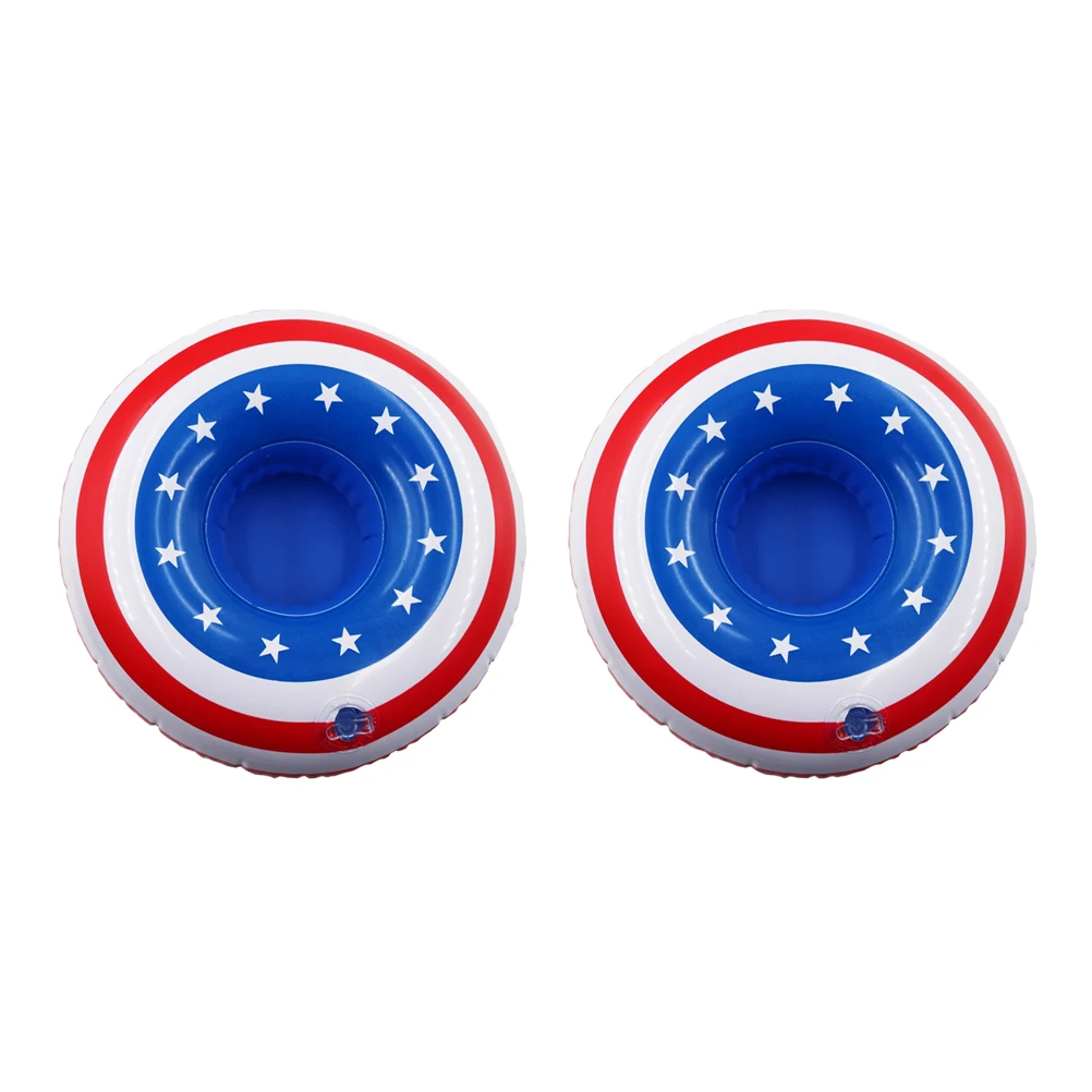 6pcs American Inflatable Table Placemats Inflation Placemats Cup Holders Heat Resistant Party Decorative Tabletop Set