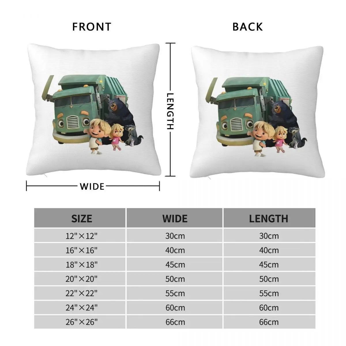 Trash Truck Netflix Square Pillowcase Pillow Cover Cushion Decor Comfort Throw Pillow for Home Living Room