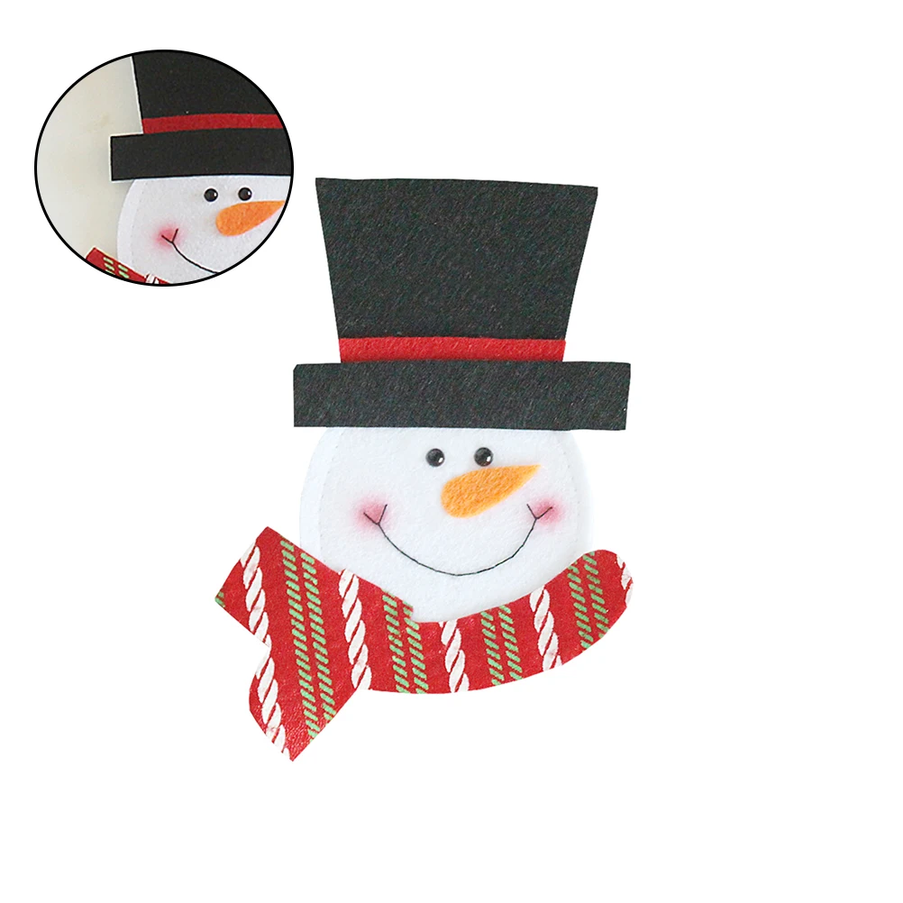 

3 Pcs Cutlery Bags Christmas Tableware Covers Cloth Snowman Silverware Holders Reusable Eco Friendly Party Wedding Home