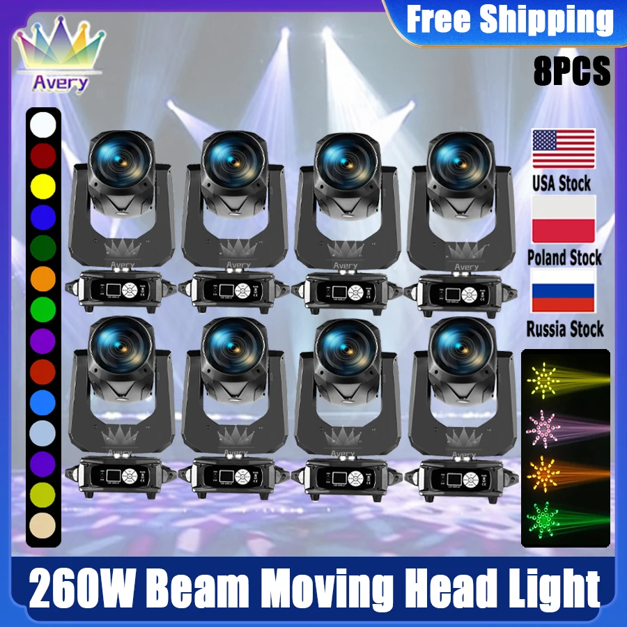 0 Tax 8Pcs Beam 10R 260W Moving Head Stage Light Prism Raibow DMX512 DJ Disco Party Wedding Equipment Show Bar Stage Christmas