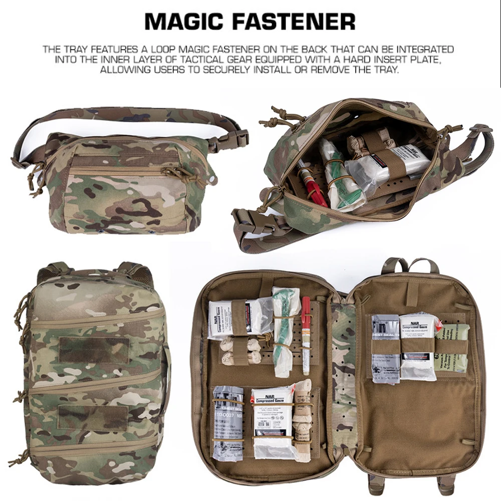 Tactische Multifunctionele Configureerbare Med Tray Insert Mk2 Magic Fastener Plaat voor Shotgun Mag/Zaklamp/Pen/Medical Tool Organiz