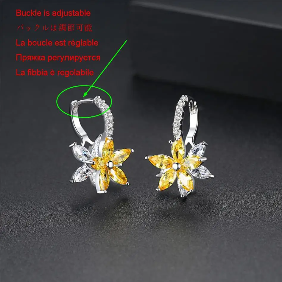 LUOTEEMI Multi-Color Cubic Zirconia Stud Earrings Fashion Cute  Lovely Geometric Flower Earring for Women Party Luxury Jewelry