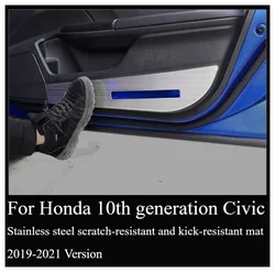 For Honda 10th Generation Civic Stainless Steel Car Door Kick Pads For Civic Door Scratch Protection Pads 2019-2021 Version